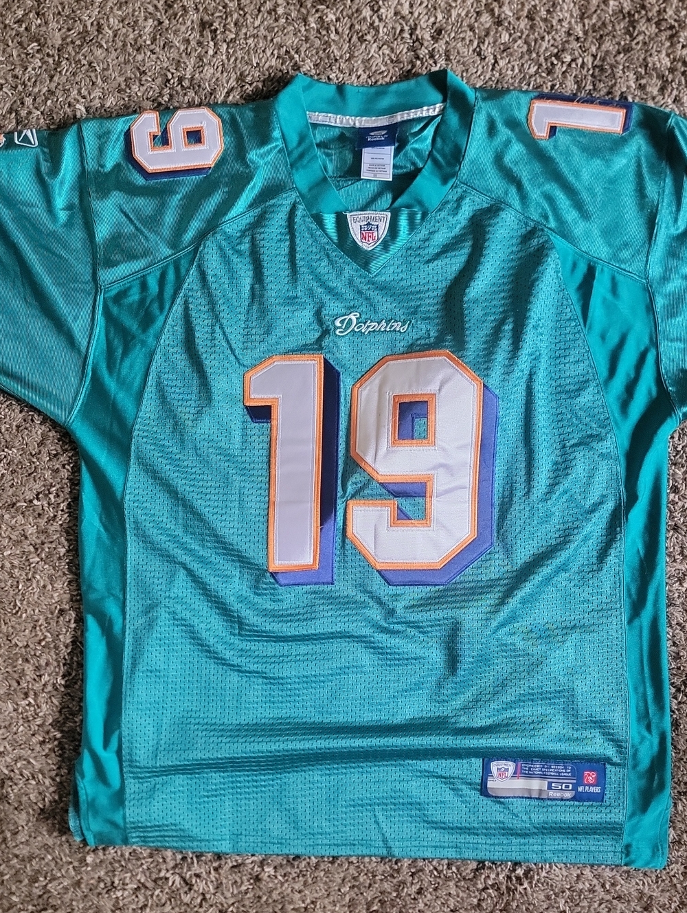 Reebok Brandon Marshall Miami Dolphins On Field Jersey (Size 50) Stitch Sewn